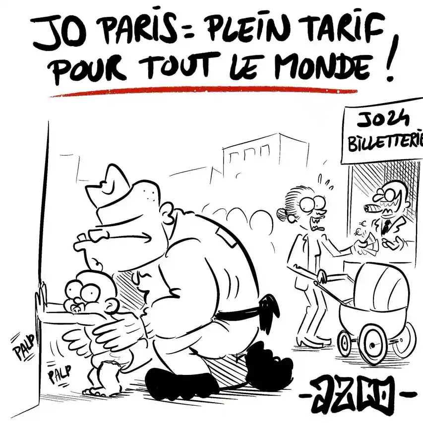 Un policier fouille un bébé à l'entrée des JO de Paris