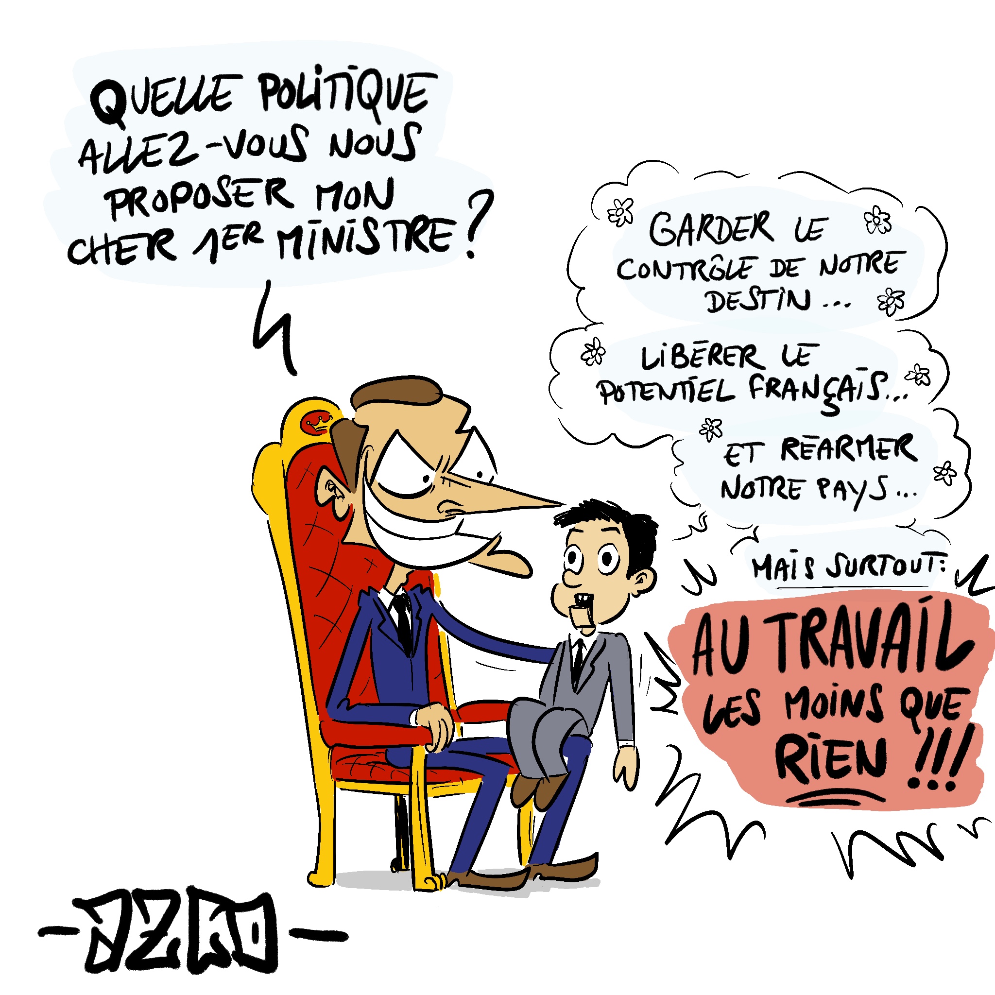 Macron avec un pantin Attal