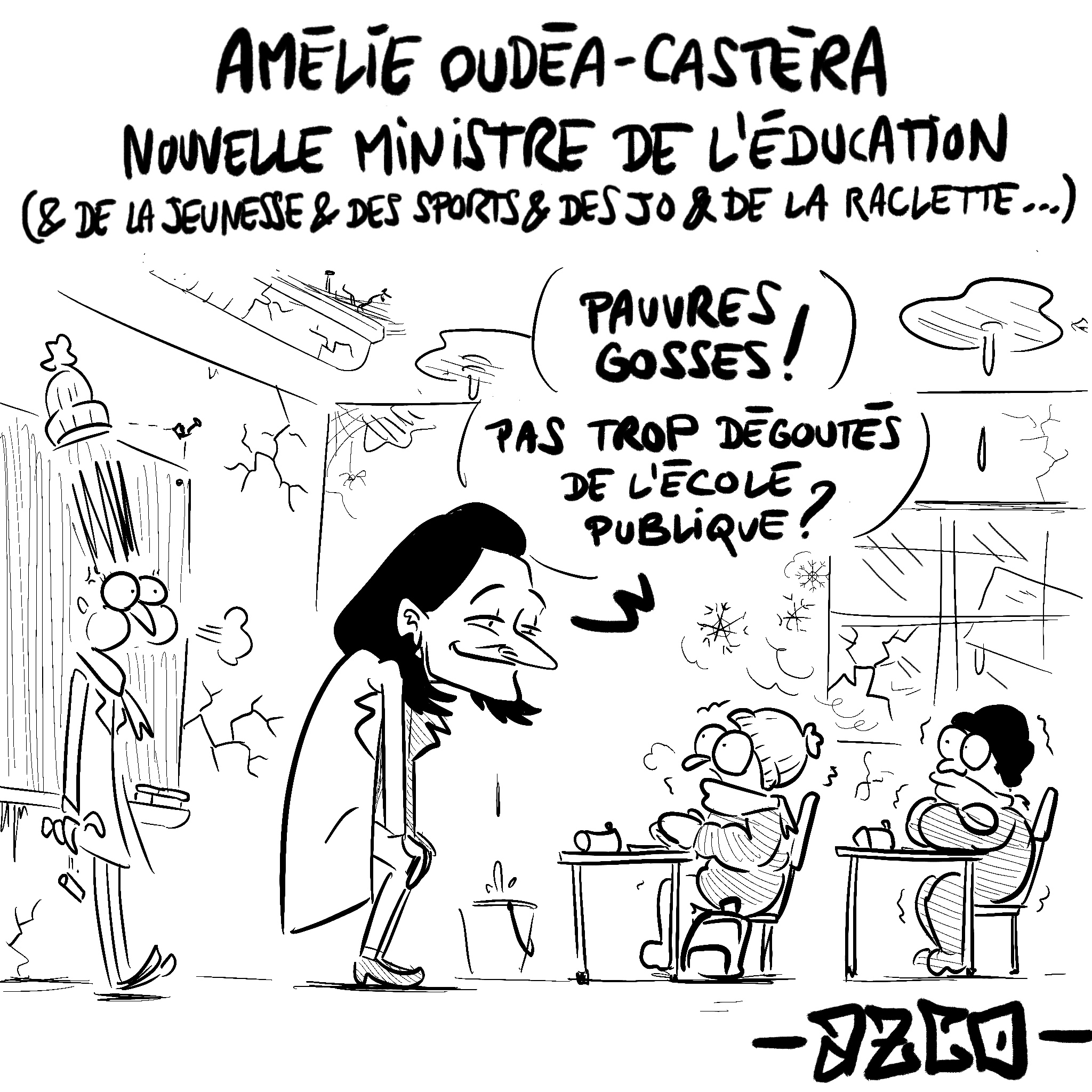 AOC qui plaint les élèves du public