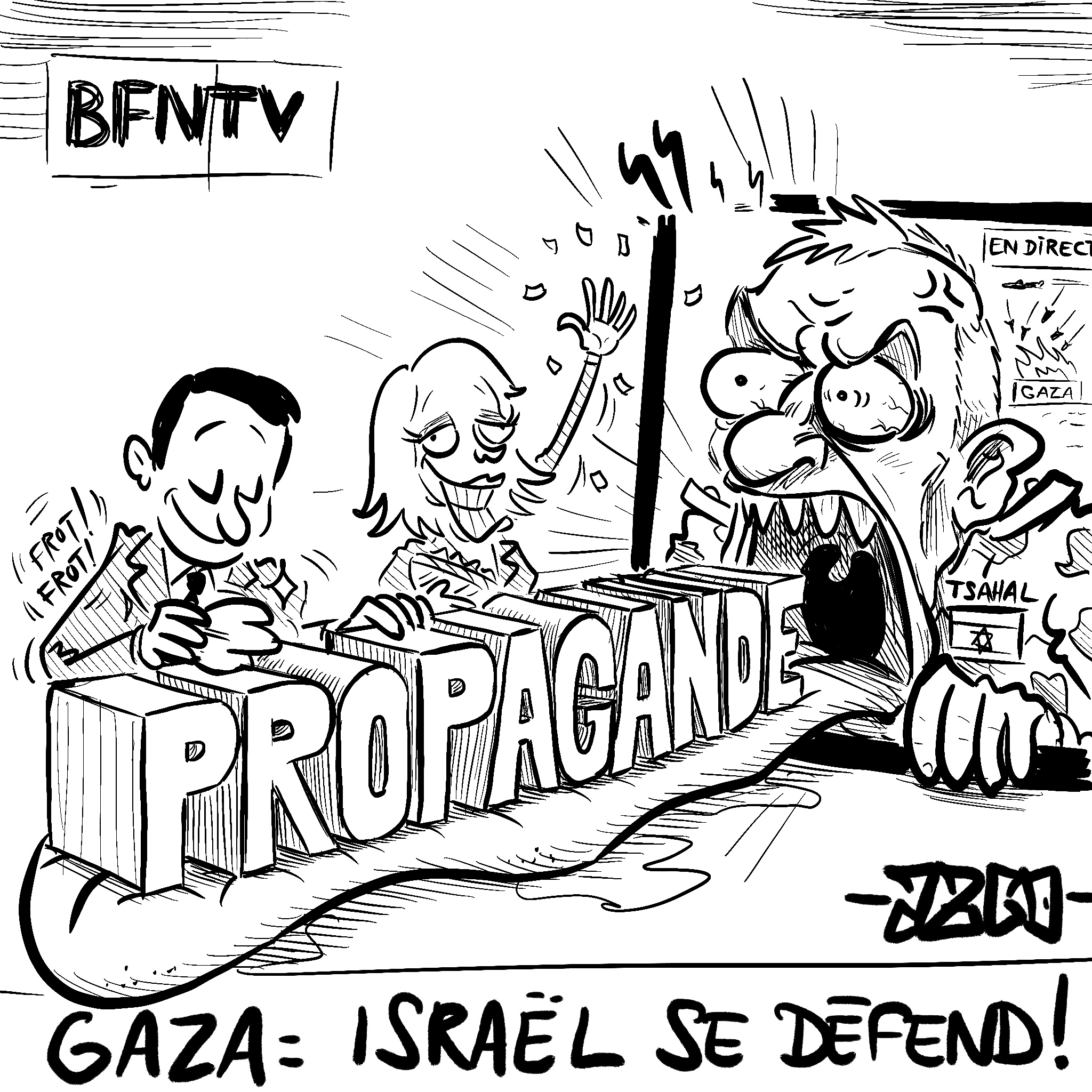 des journalistes de bfm qui lance des fleurs a israel