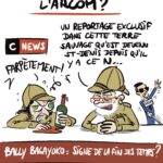 Pascal Praud et Elisabeth Levy présentent le journal habillés en colons, au fond un aveugle de l'Arcom