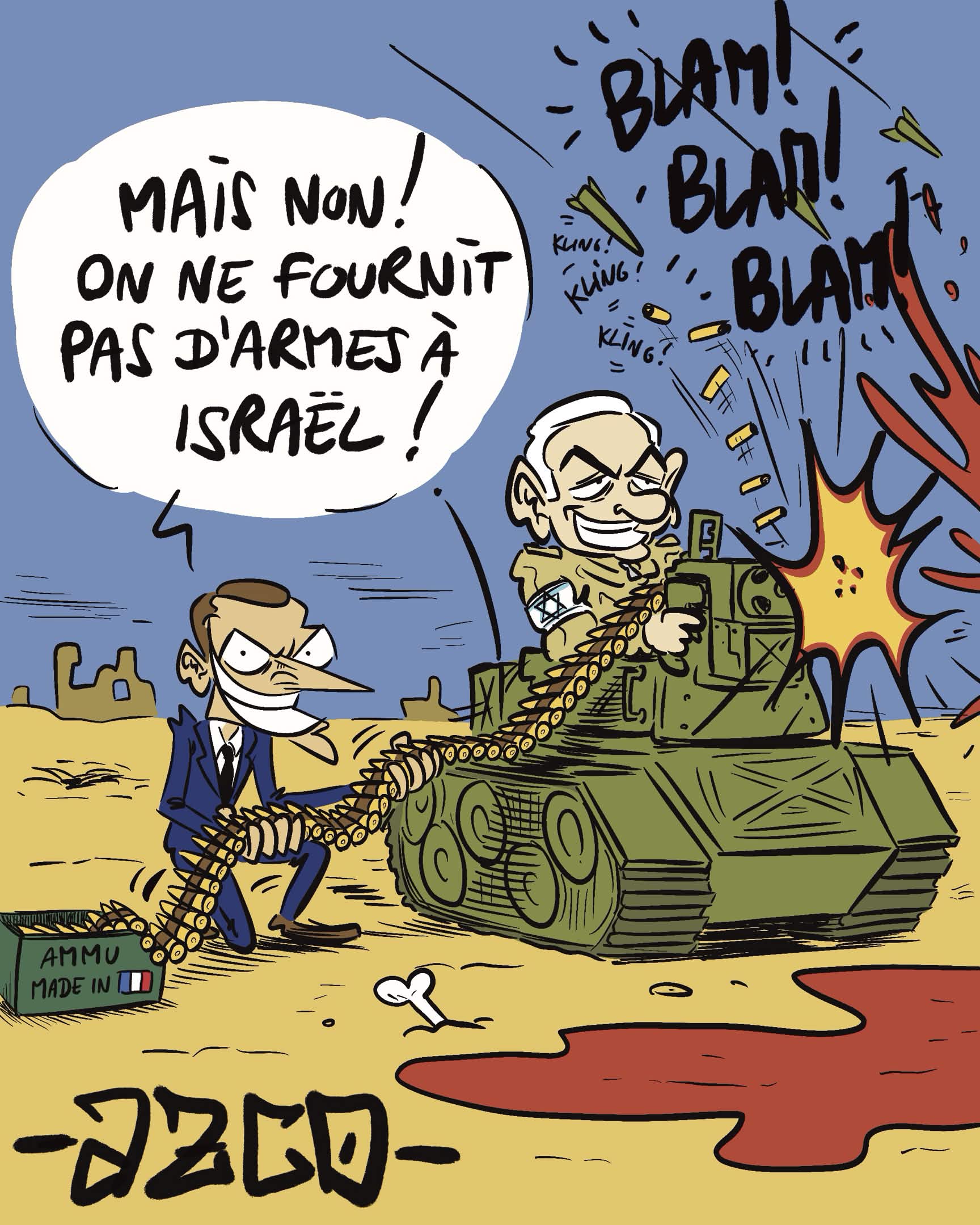 Macron qui fournit des munitions à Netanyahou