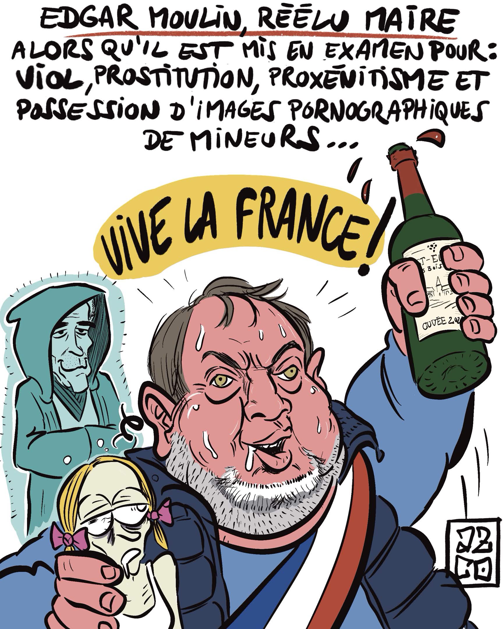 Edgar moulin élu soutenu par Jeffrey Eptein grimé en Obiwan fantôme