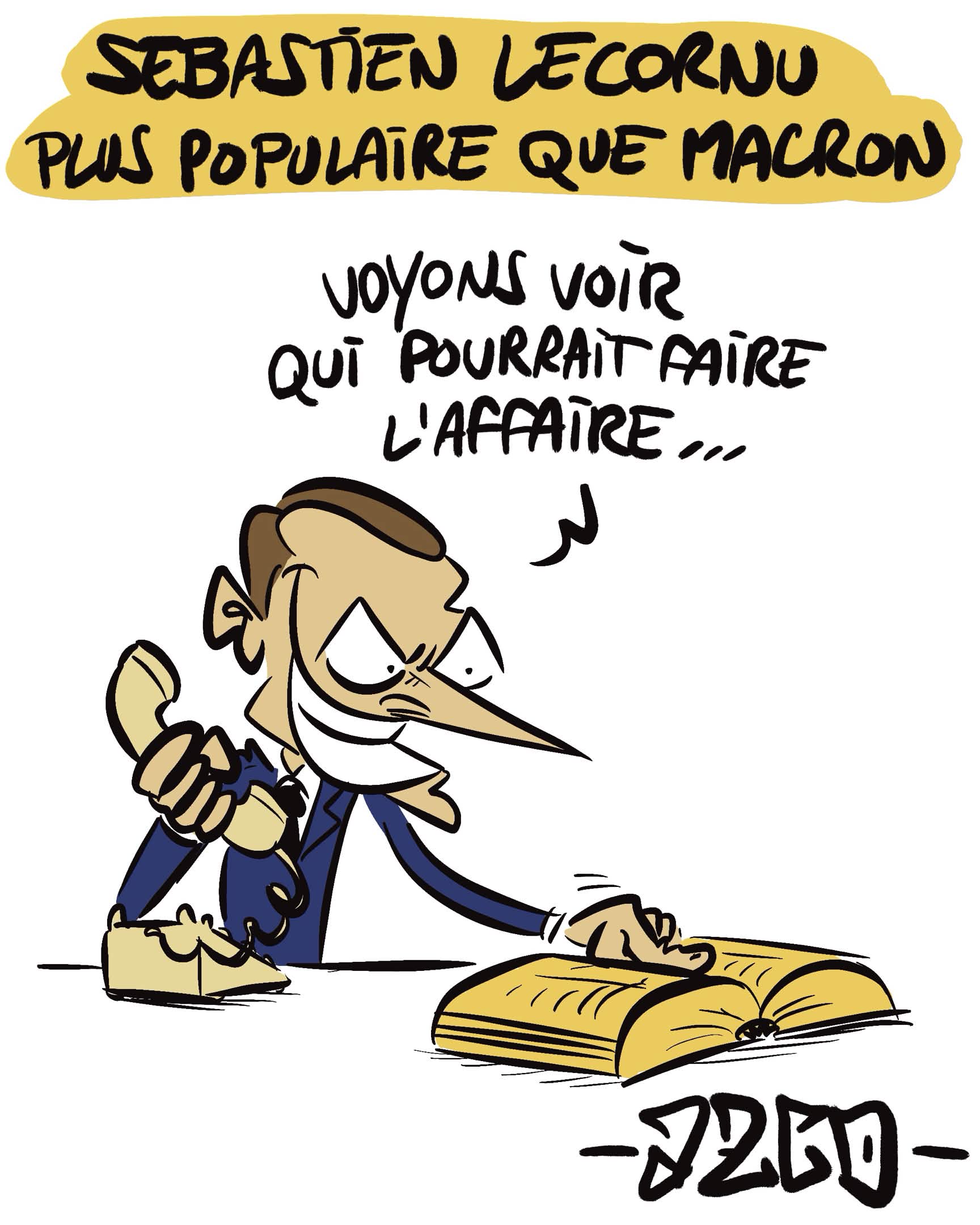 Macron qui fouille l'annuaire