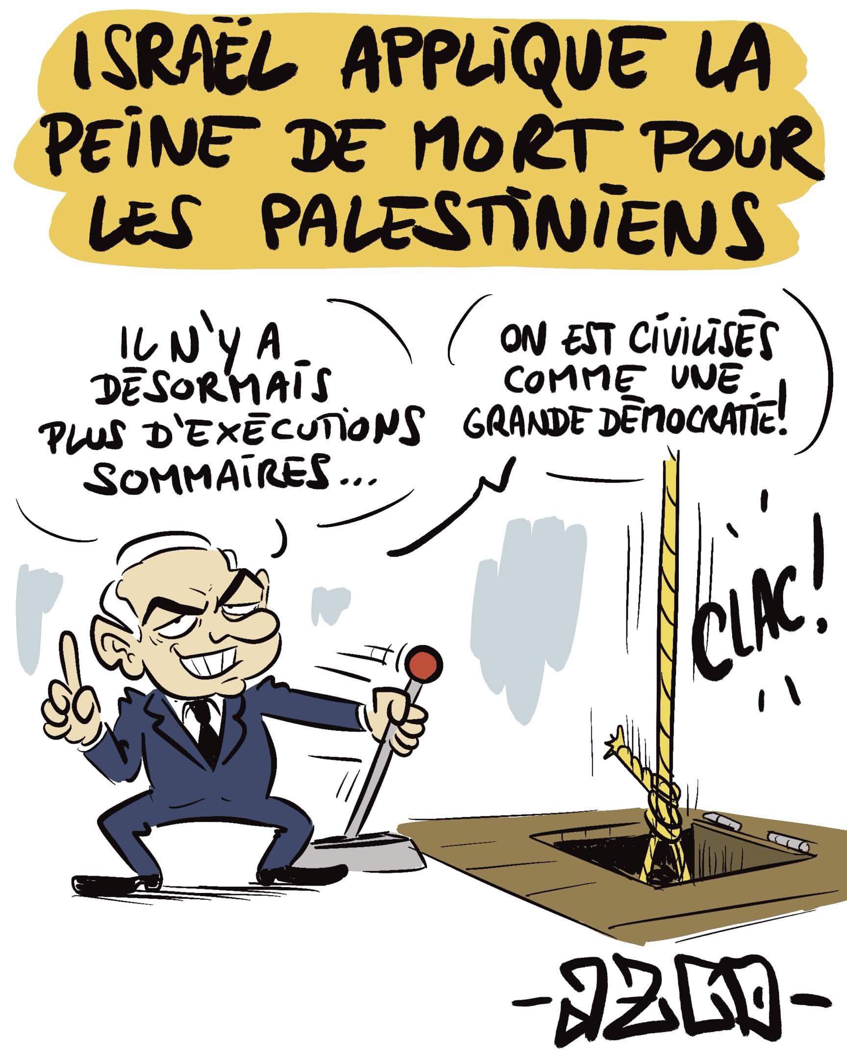 Netanyhau qui pend un palestinien