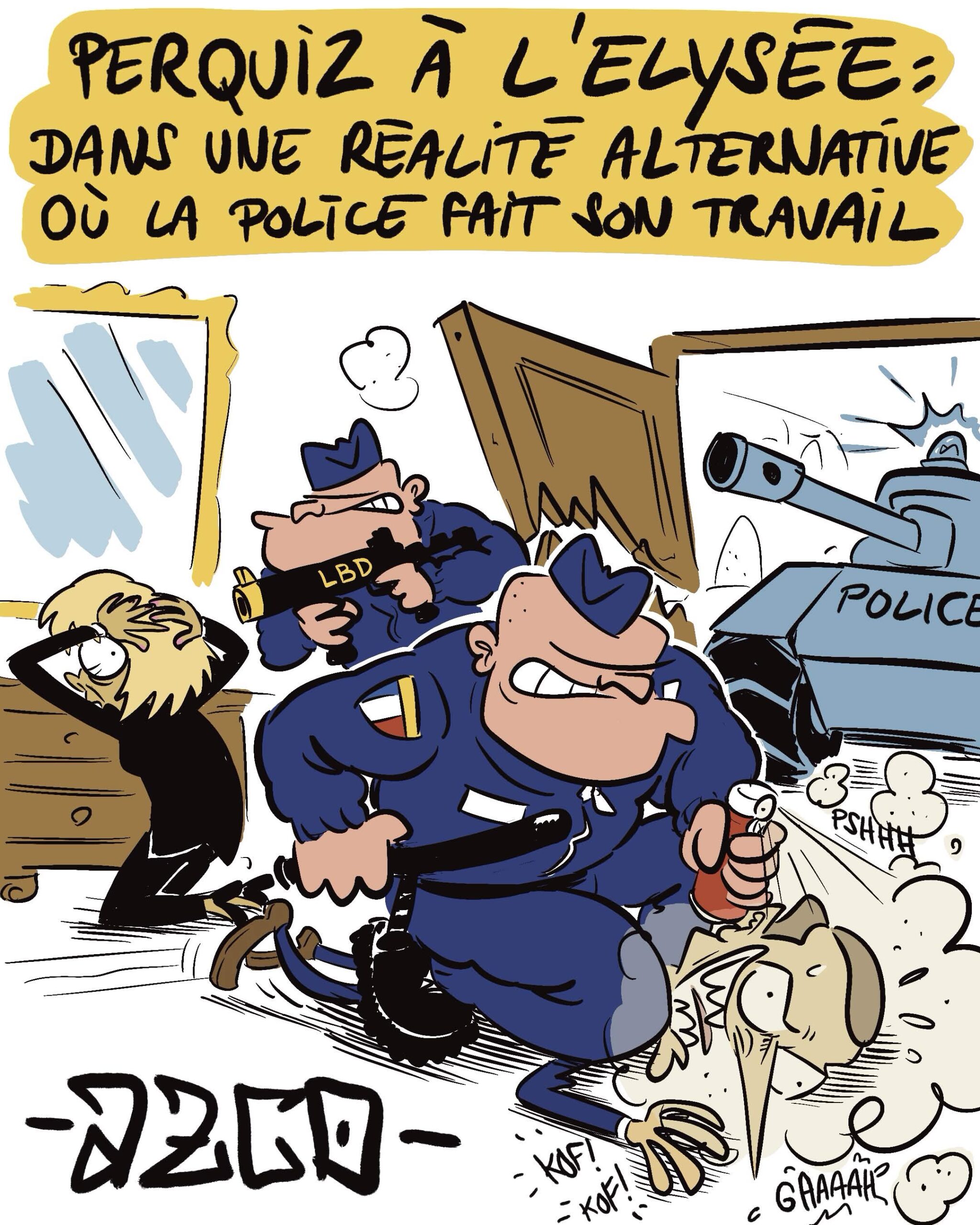 des flics font une perquisition à l'élysée
