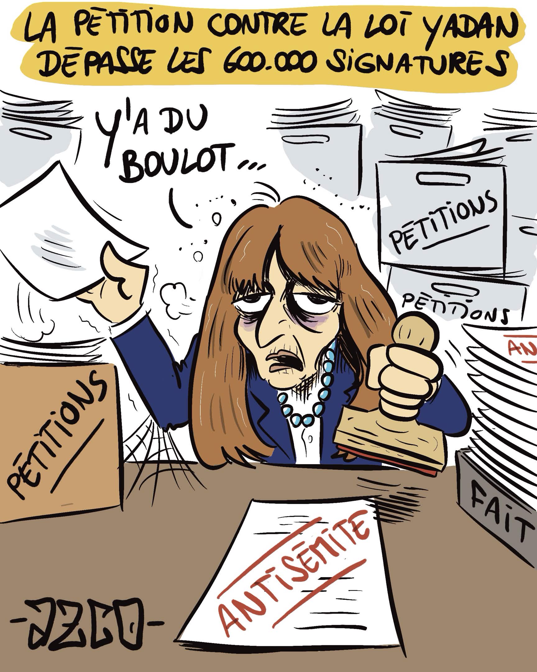 Yadan qui tamponne "antisémite" sur les pétitions contre sa loi