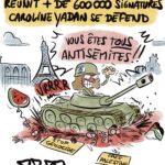 Caroline Yadan dans un tank qui réprime des pro-palestiniens en France