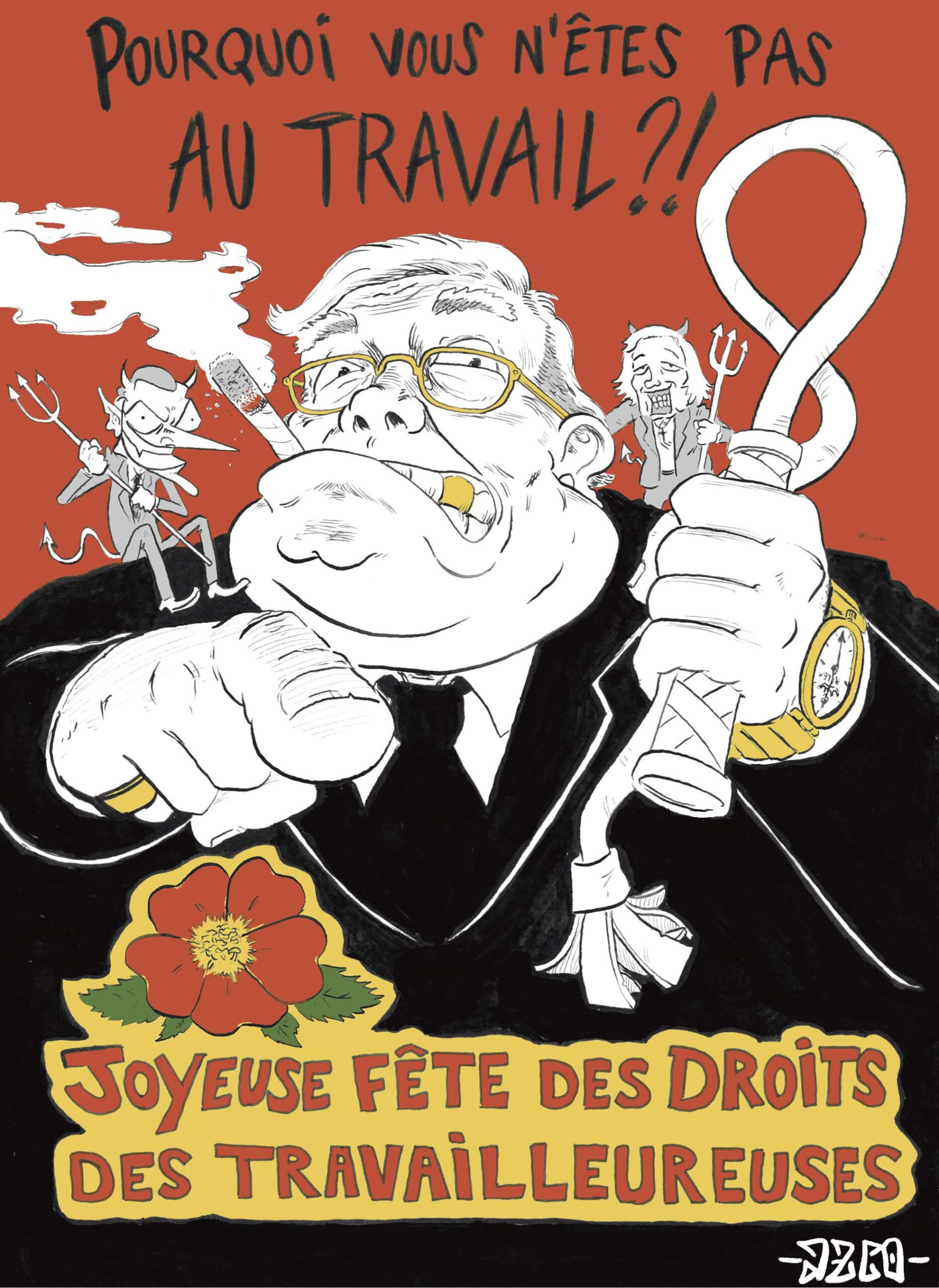 Un patron avec un fouet qui donne des ordres