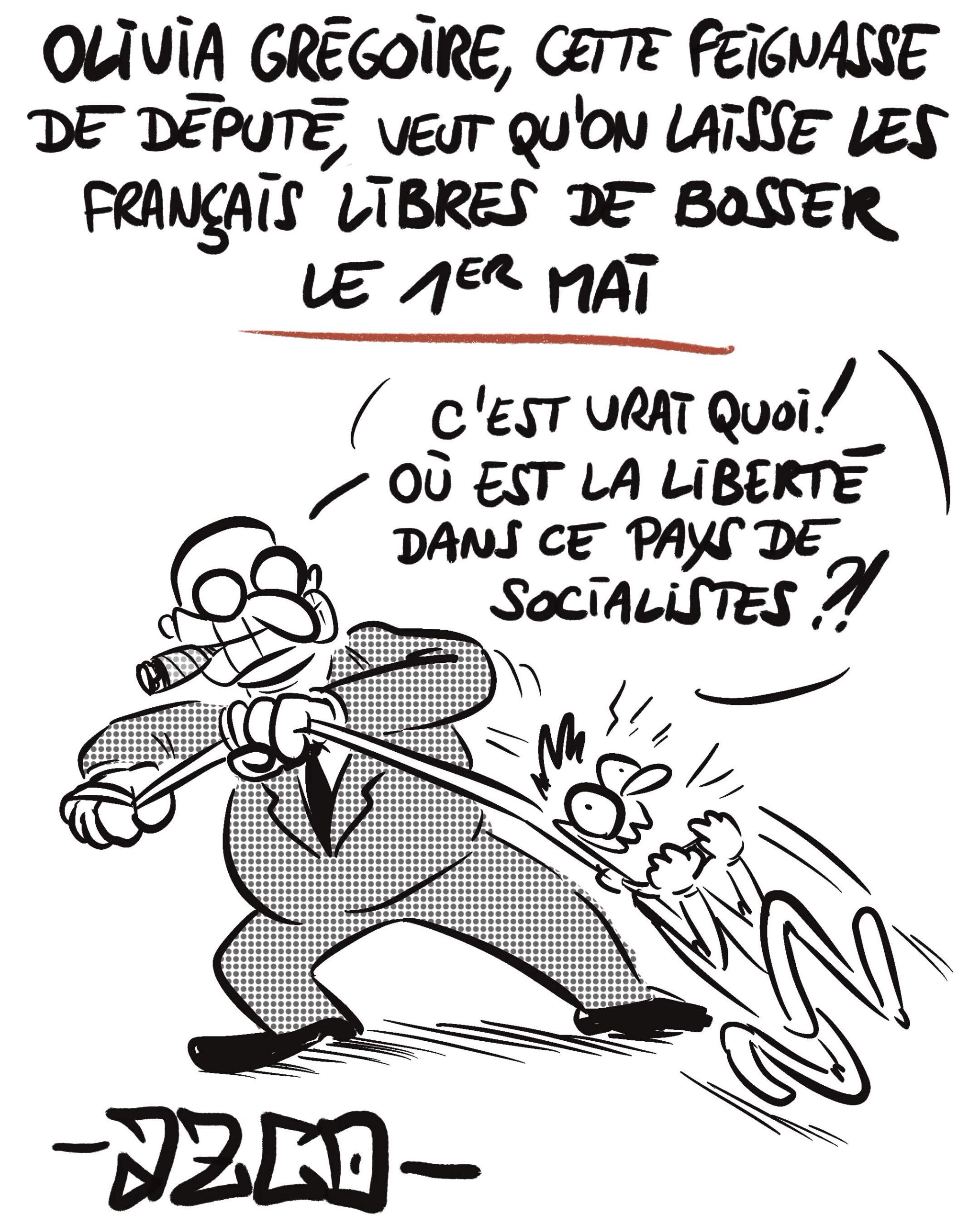 un patron tient en laisse un salarié