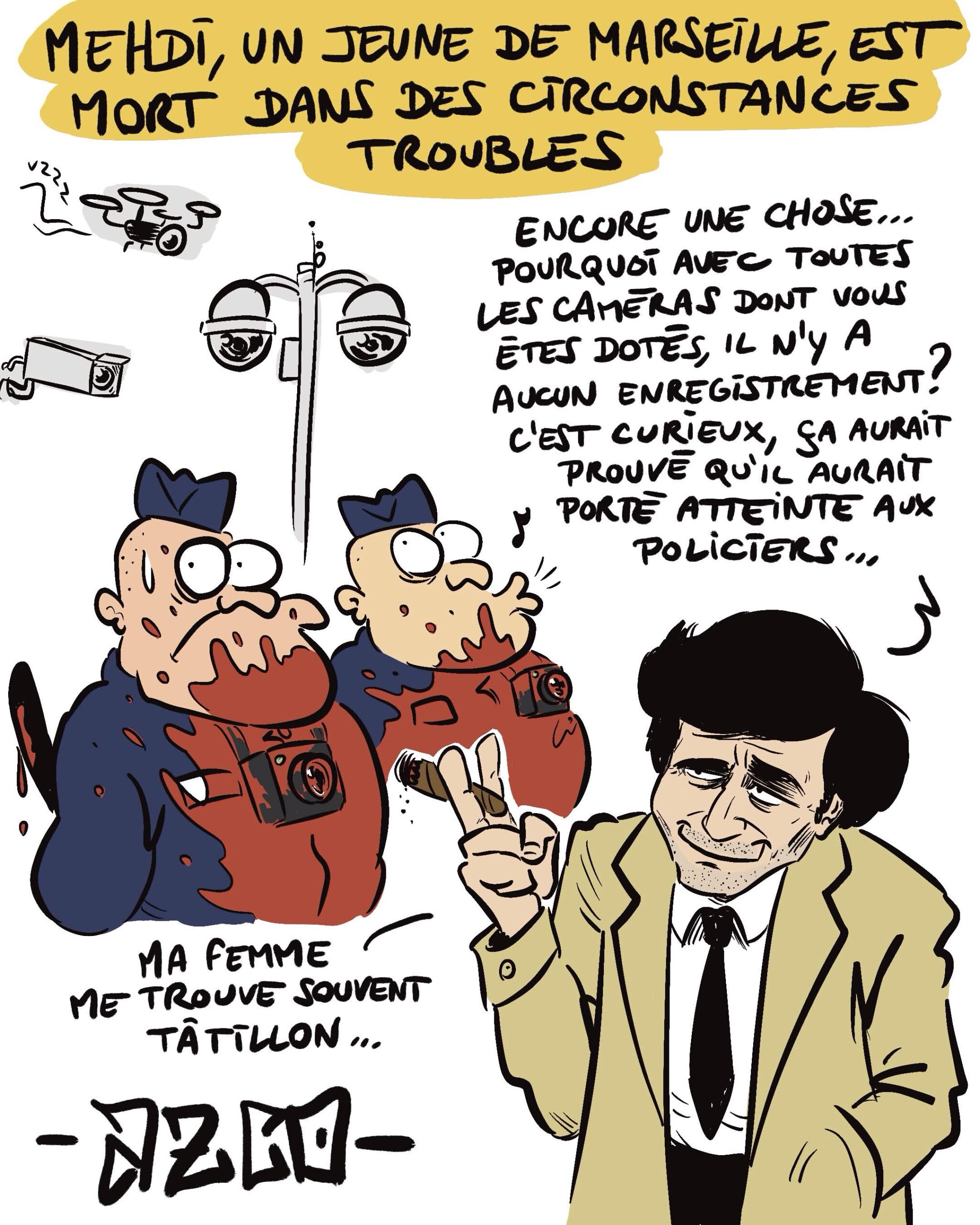 Columbo qui enquête sur des policiers couvert de sang