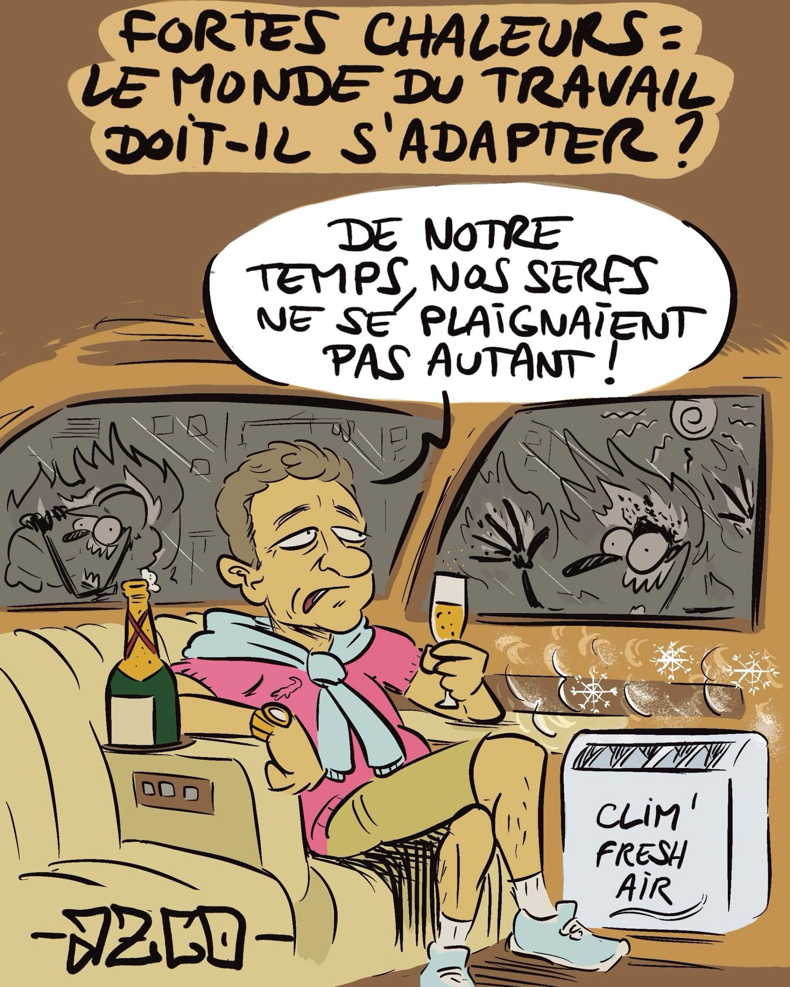 Un bourgeois dans sa voiture climatisée se plaint des pauvres