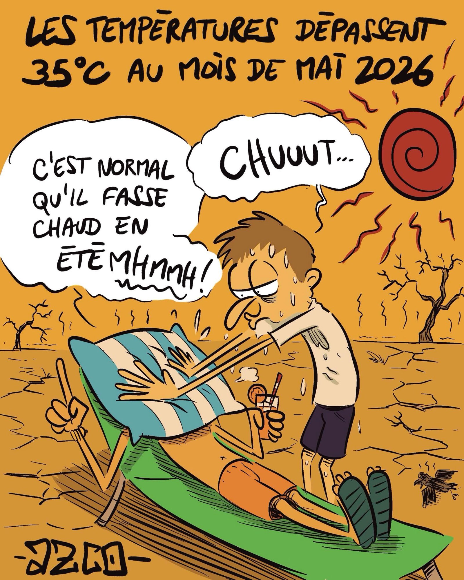 un homme étouffe un climatosceptique avec un coussin