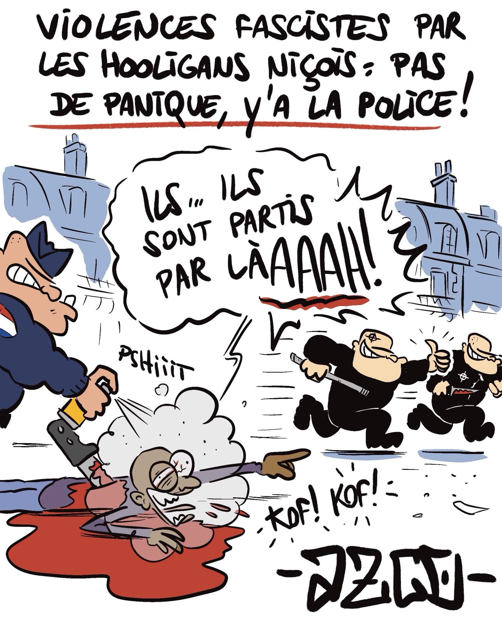un policier gaze un noir poignardé par des hooligans